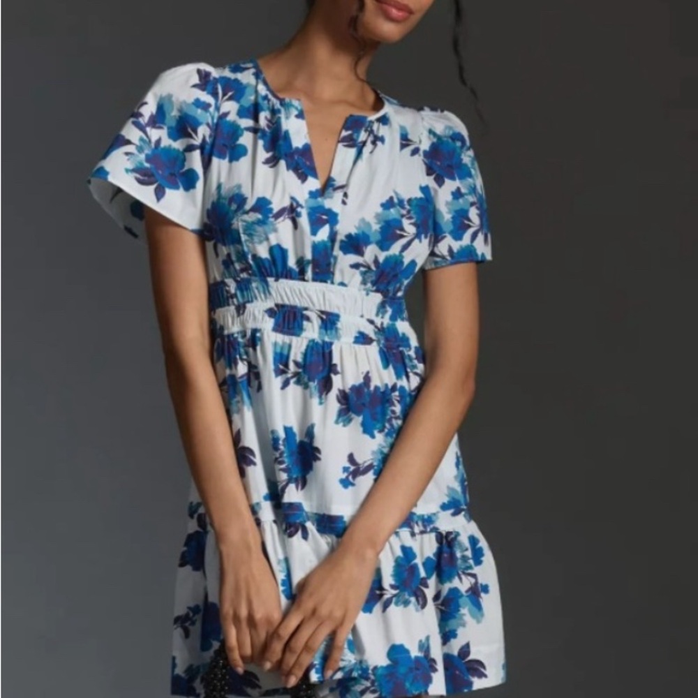 Floral Blue and White Dress